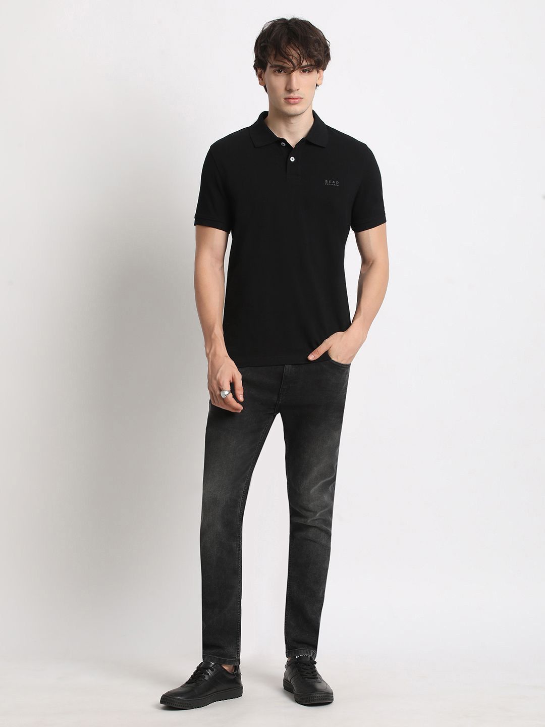 THE BEAR HOUSE Polo Collar Pure Cotton Slim Fit T-shirt