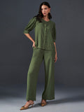 AND Puff Sleeves Top With Trousers