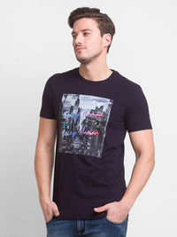 Being Human Men Navy Blue Printed T-shirt