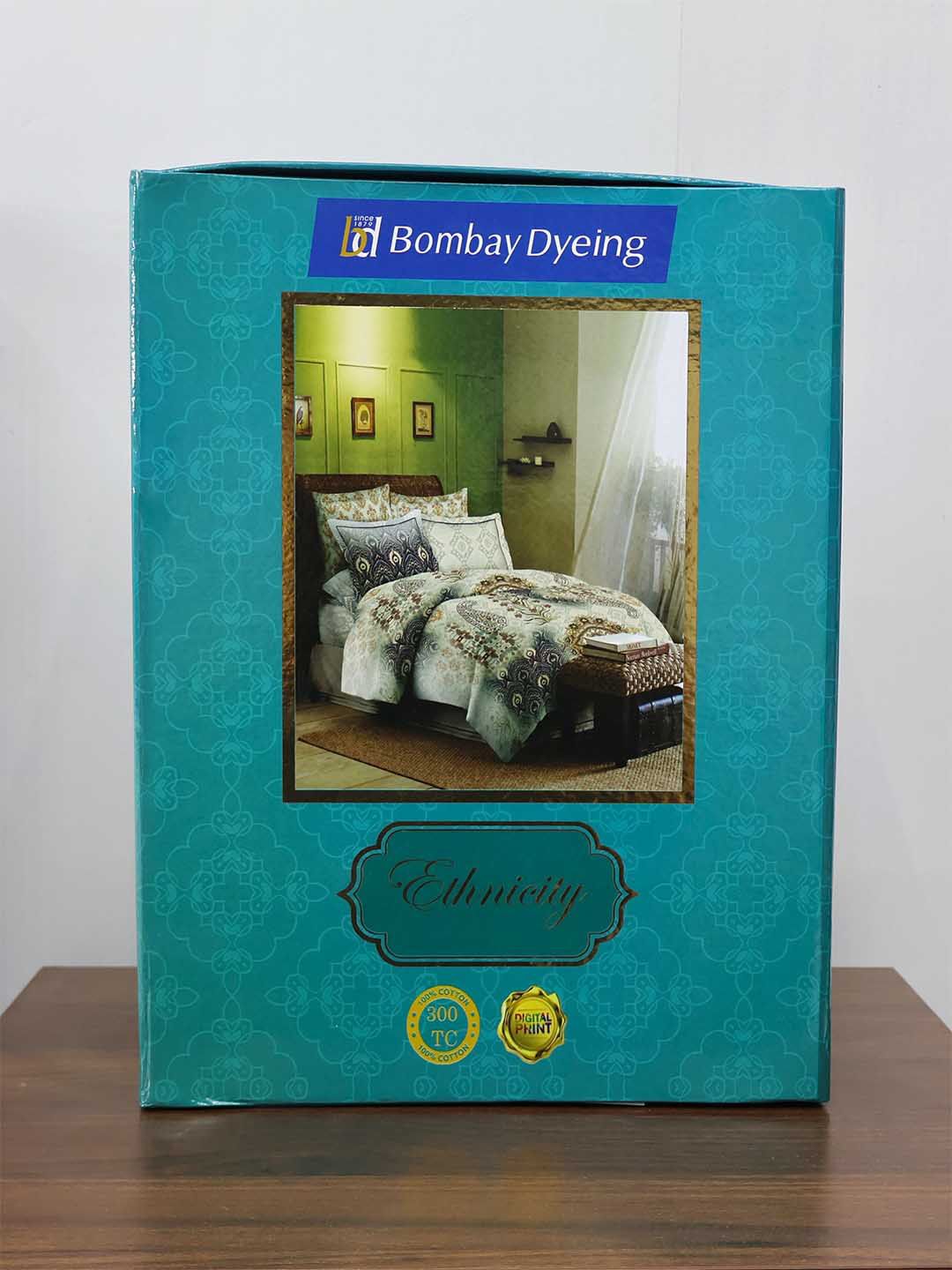 BOMBAY DYEING Ethnicity Brown Ethnic Printed Cotton 300 TC King Bedsheet Set 2.74 x 2.74 m