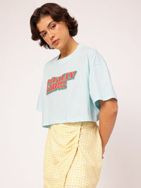 DressBerry Swag Infuser Slang Printed Boxy Crop Tee