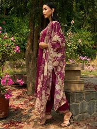 Indo Era Ethnic Motifs Embroidered V-Neck Thread Work Straight Kurta with Salwar & Dupatta