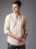 Khaki Printed Straight Kurta