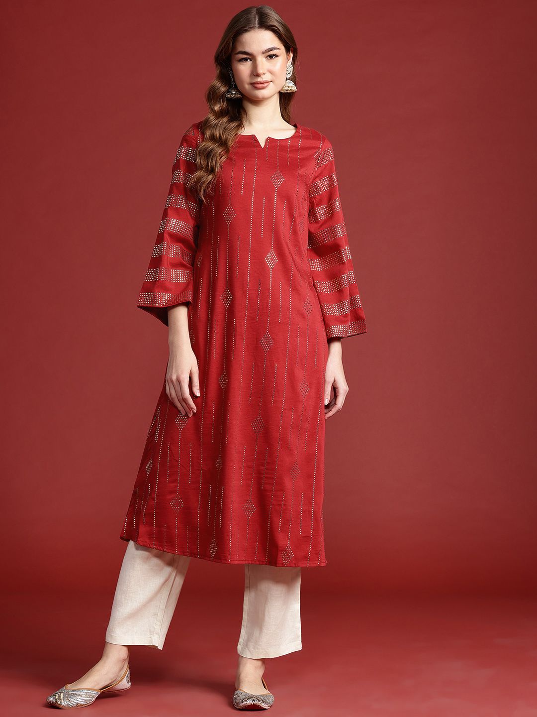 Anouk Tyohaar Collection Embellished Flared Sleeves Kurta