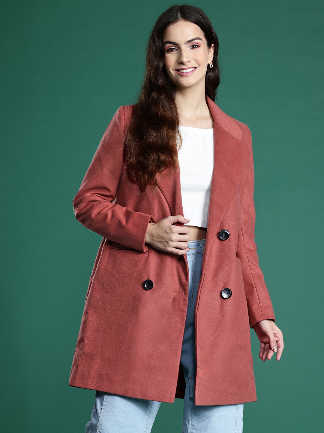 DressBerry Notched Lapel Collar Longline Overcoat