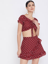 Berrylush Women Red Printed Fit and Flare Dress