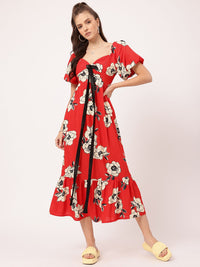 DressBerry Flower Child Bow-Detail A-Line Midi Dress