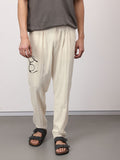 ether Kora Men Cotton Linen Pleated Chinos Trousers