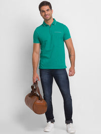 Being Human Men Green Polo Collar Cotton T-shirt