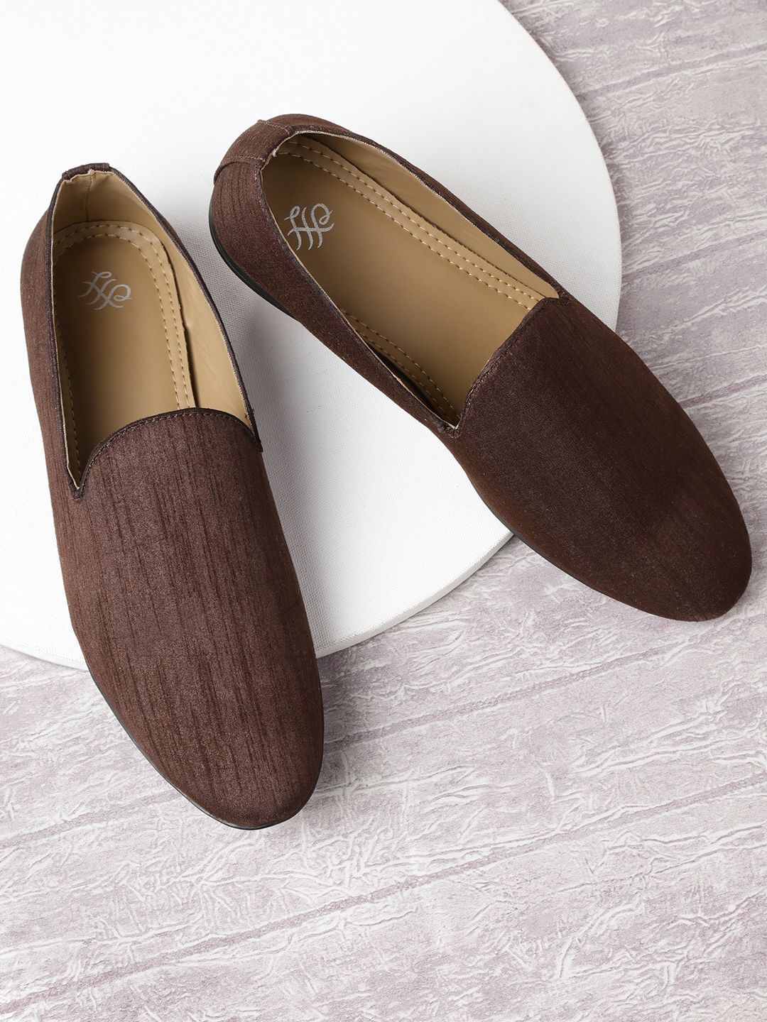 House of Pataudi Men Coffee Brown Solid Loafers