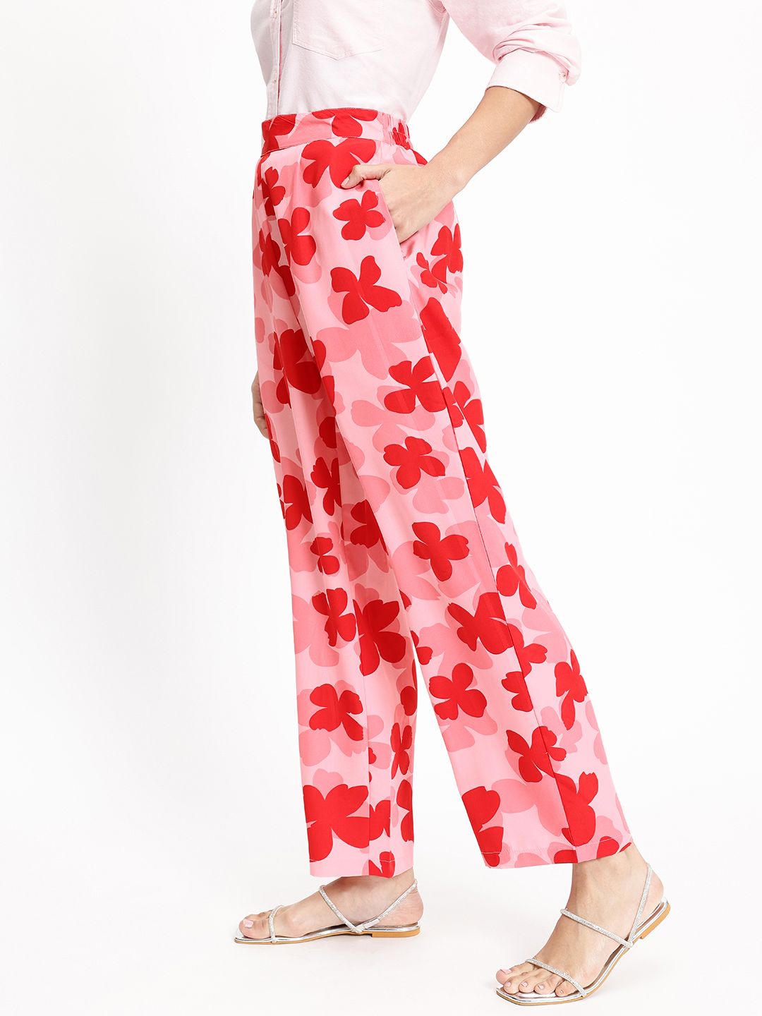 DressBerry Women It-Girl Florals Flared Trousers