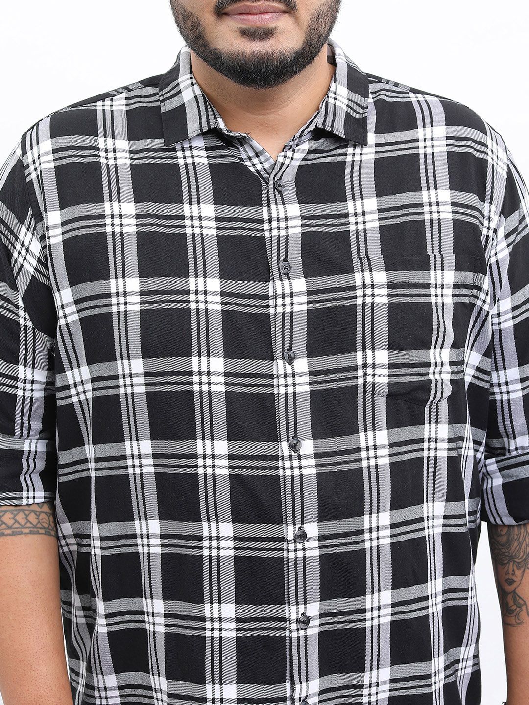 HIGHLANDER Men Plus Size Tartan Checks Casual Shirt