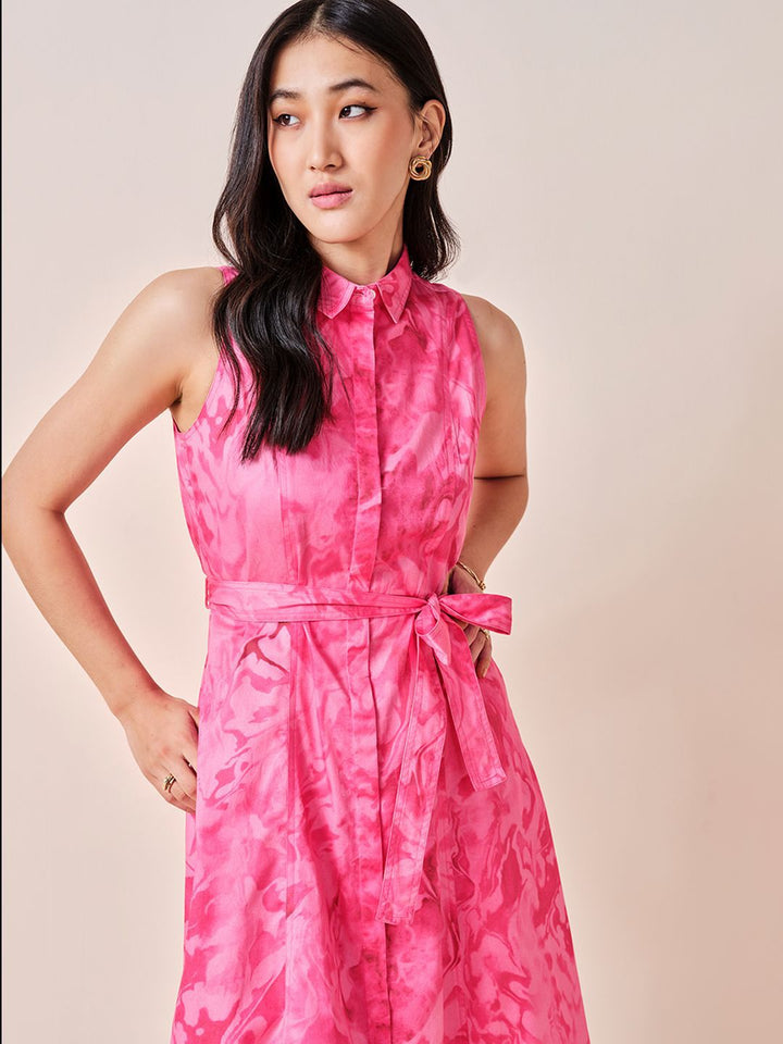 AND Printed Cotton Shirt Midi Dress