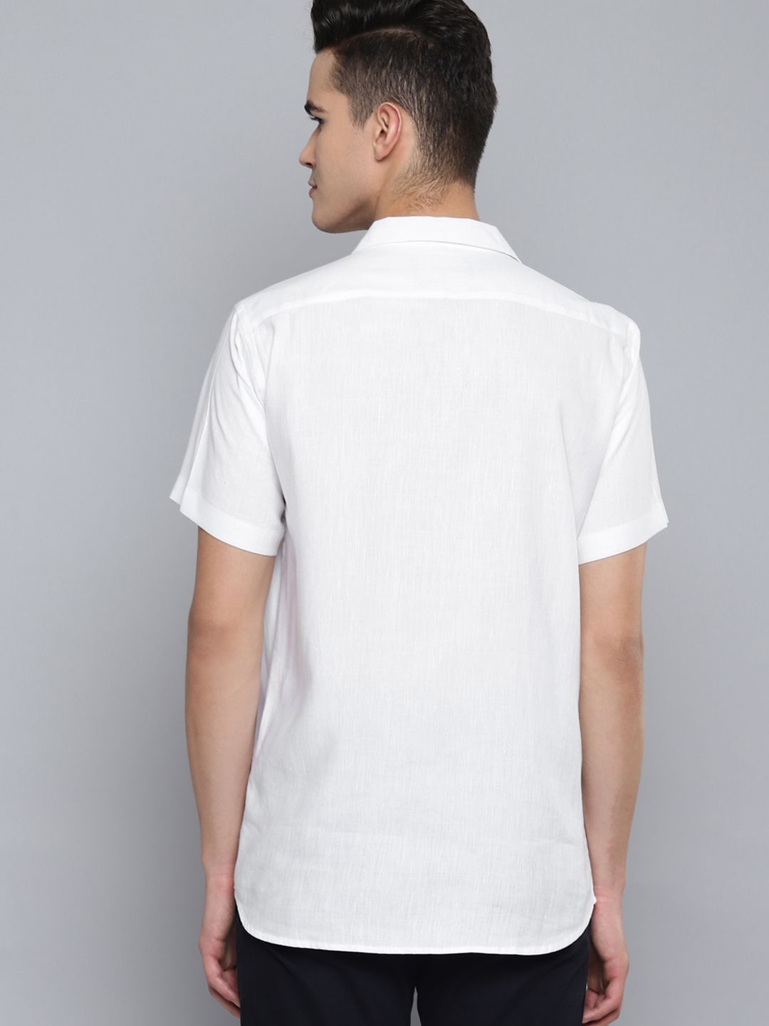 DENNISON Men White Hemp Tencil Slim Fit Casual Shirt