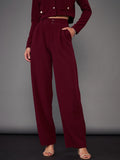 SASSAFRAS worklyf Straight Fit High Rise Pleated Plain Parallel Trousers