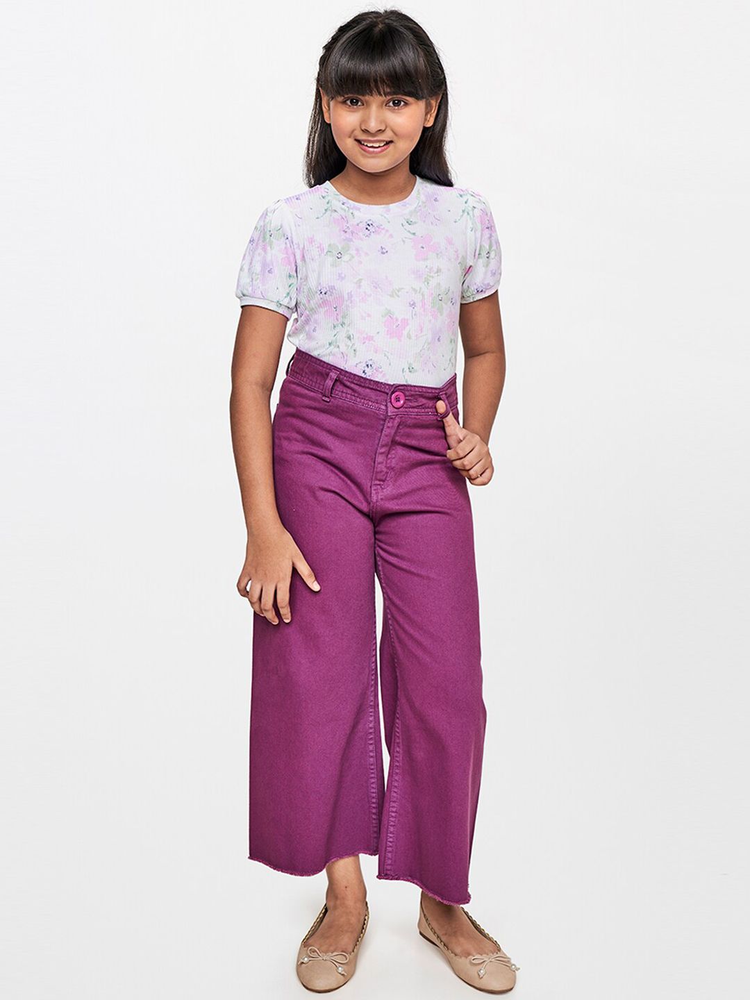 AND Girls Red Straight Fit Trousers