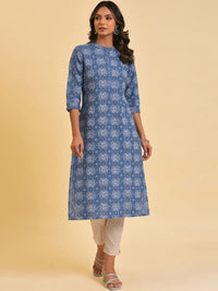 W Women Beige Printed Slim Fit Cigarette Trousers