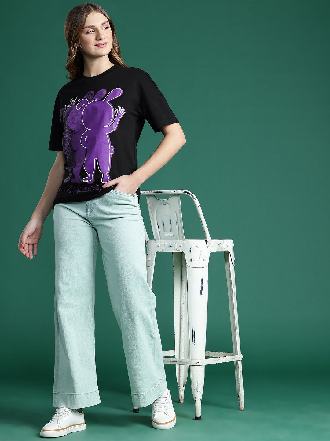 DressBerry Printed Drop-Shoulder Pure Cotton T-shirt