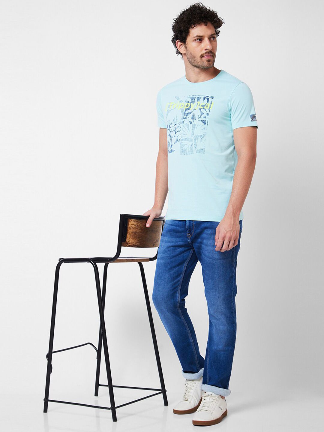 SPYKAR Typography Printed Cotton Slim Fit T-shirt