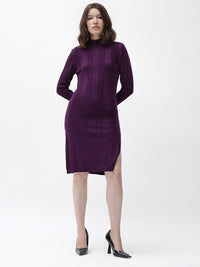 RAREISM Striped Mock Neck Long Sleeves Jumper Dress