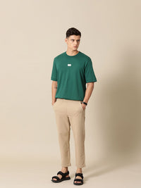 Mr Bowerbird Solid Pure Cotton Casual Oversized T-shirt With Patchwork Detail