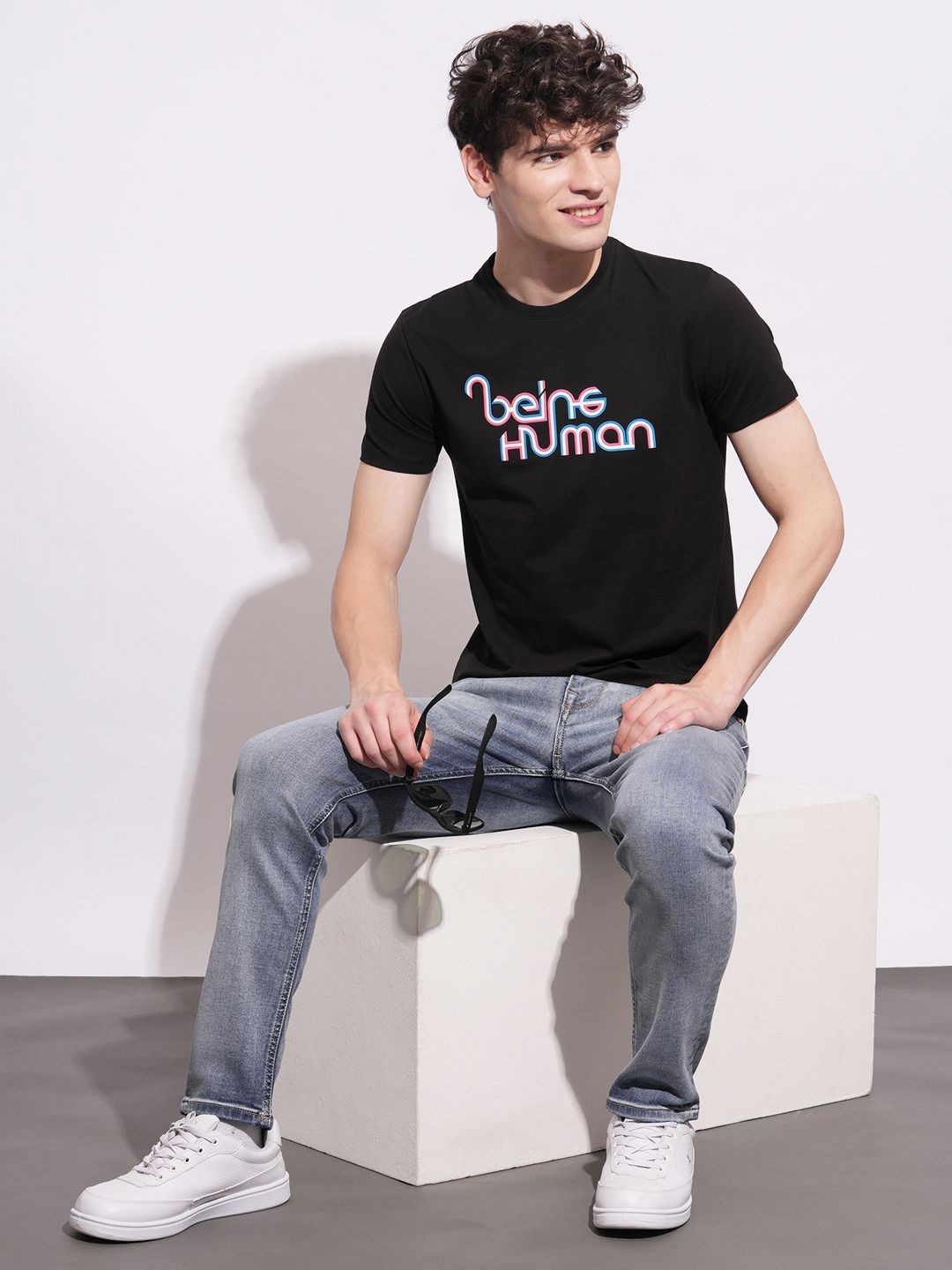 Being Human Men Brand Logo Printed Slim Fit T-shirt
