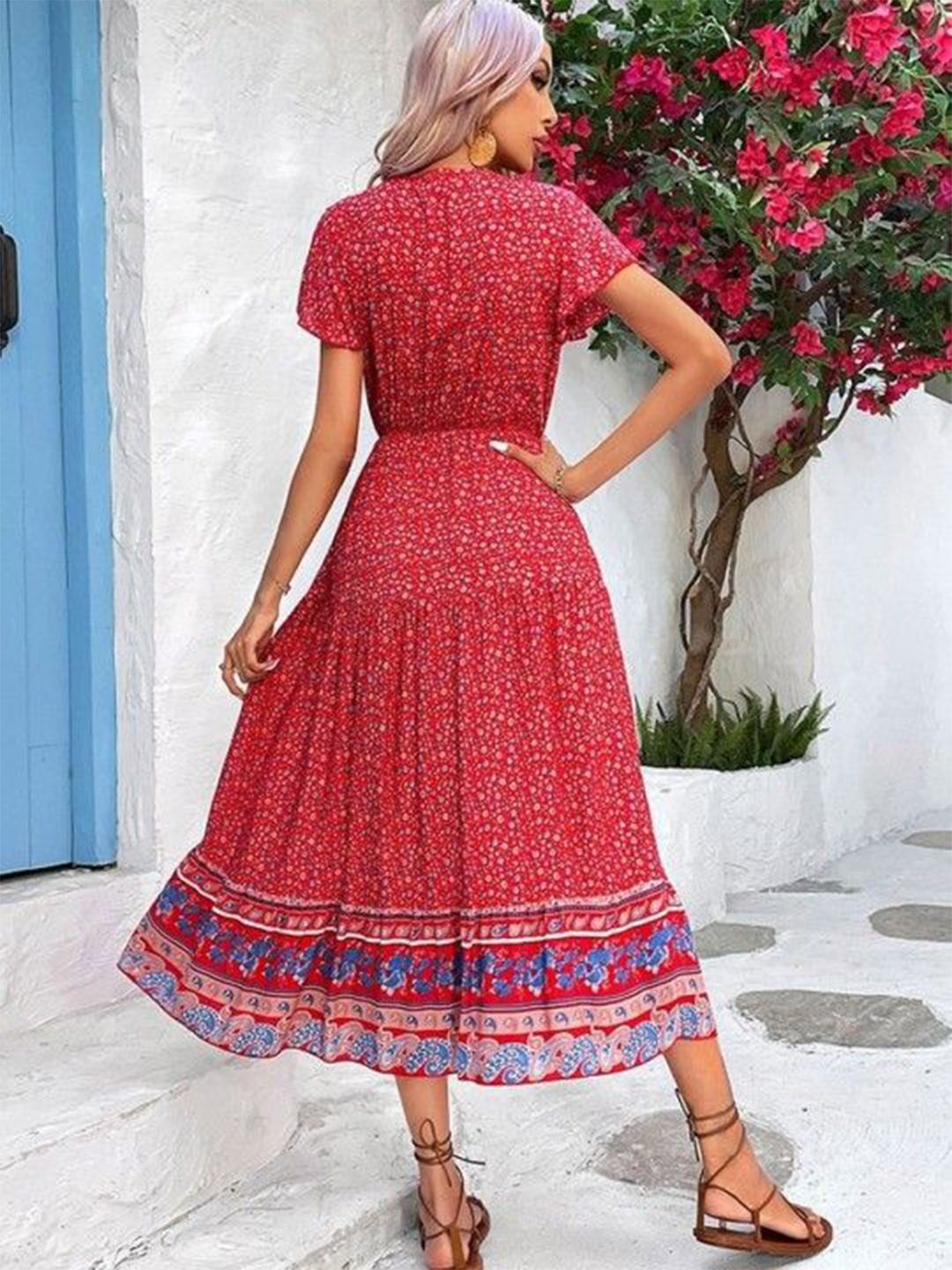 DressBerry Floral Print Empire Midi Dress