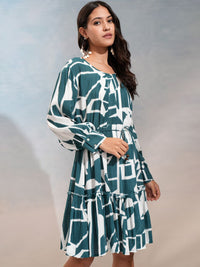 Vishudh Floral Print Fit & Flare Knee Length Dress