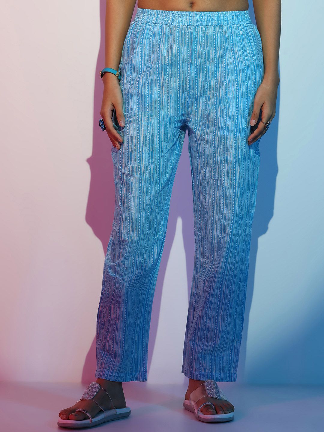 Libas Ethnic Motifs Printed Thread Work Pure Cotton Straight Kurta With Trousers & Dupatta