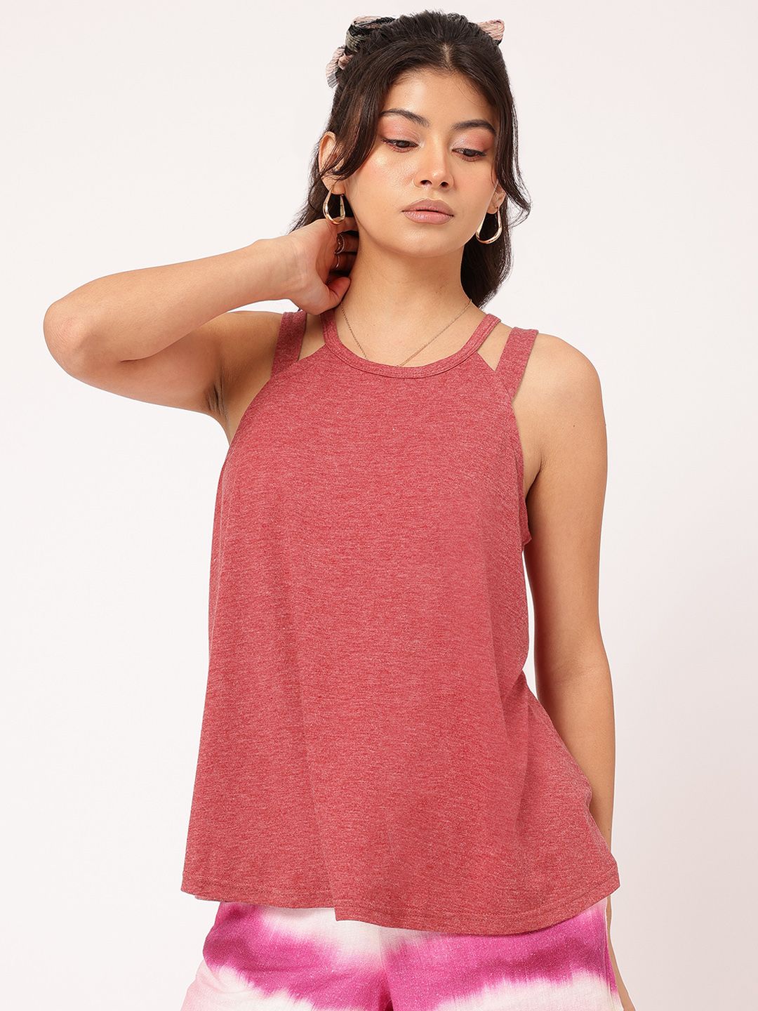 DressBerry Retro Blush Strappy Allure Tank Top