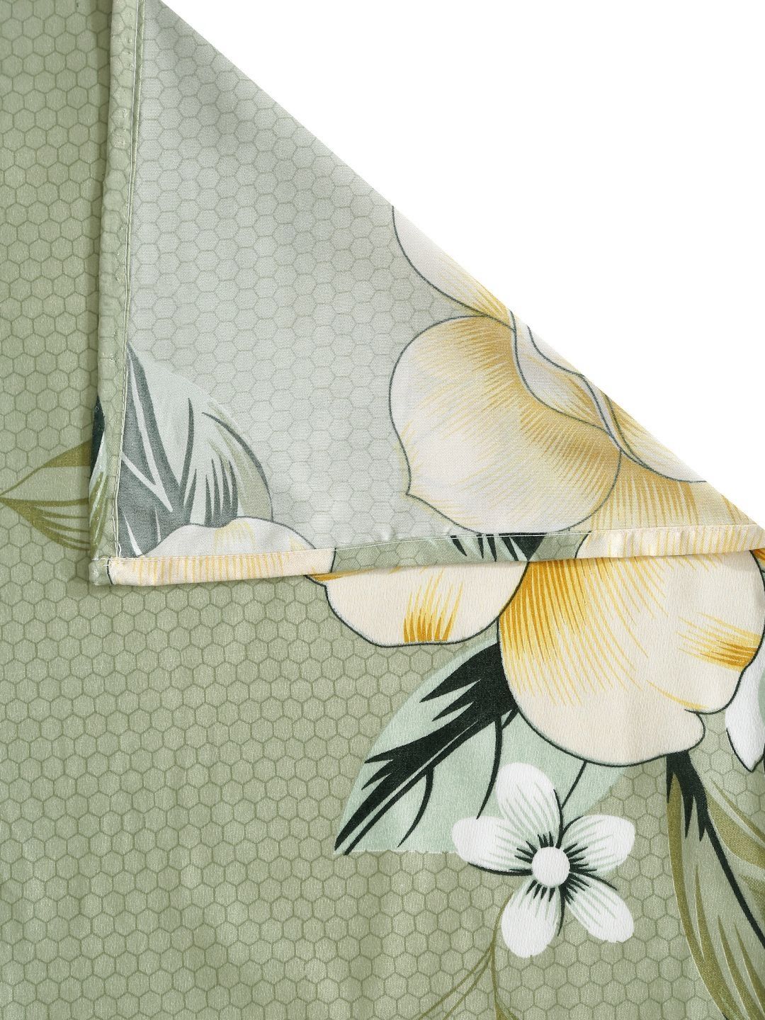 Aura Green Floral Polycotton 300 TC King Fine Bedsheet dengan 2 Sarung Bantal-98 x 89 inci