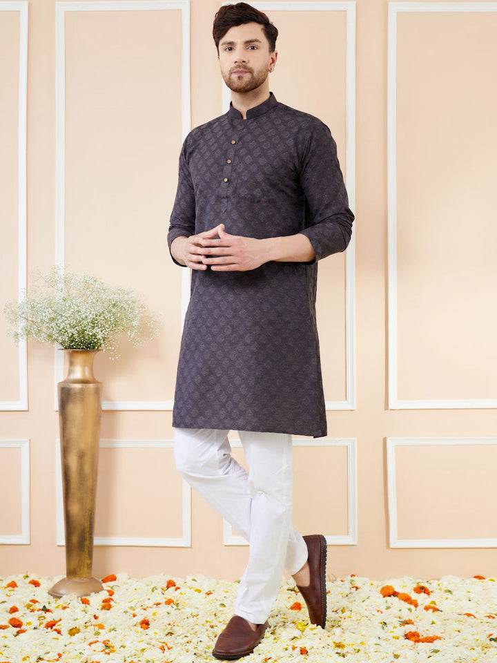 See Designs Ethnic Motifs Woven Design Long Sleeves Straight Kurta & Pyjama