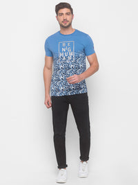 Being Human Men Blue Floral Printed Pure Cotton T-shirt