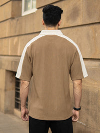 Powerlook Men Polo Collar Drop-Shoulder Sleeves Oversized T-shirt