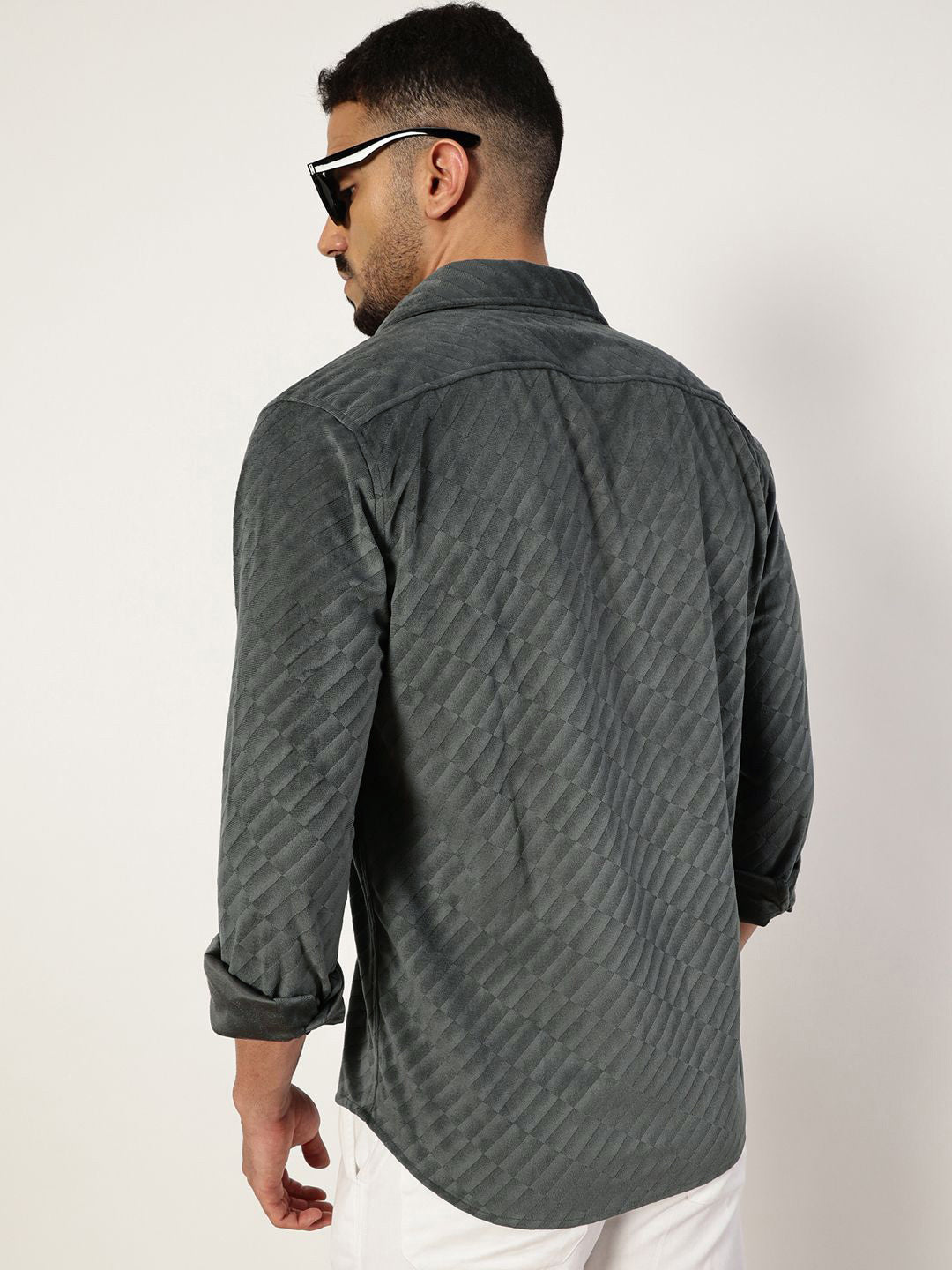 Thomas Scott Men Premium Spread Collar Textured Slim Fit Casual Shirt