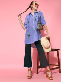 STREET 9 Women Blue Graphic Shirt