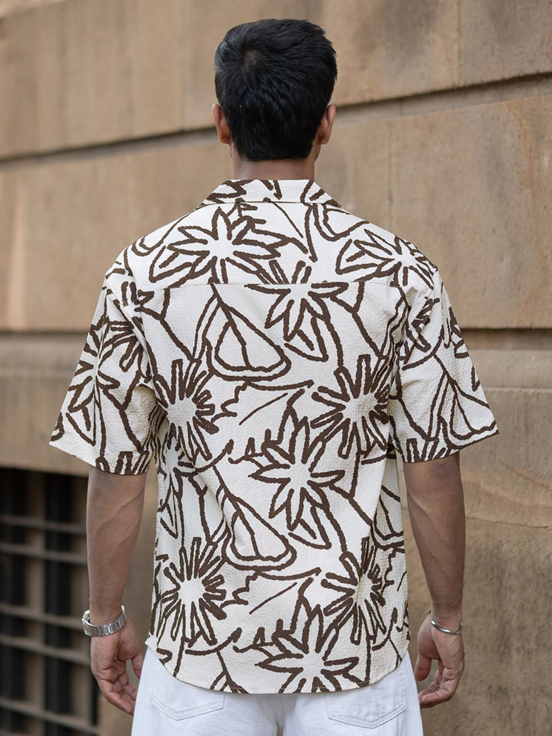 Powerlook Men Cuban Collar Textured Casual Shirt