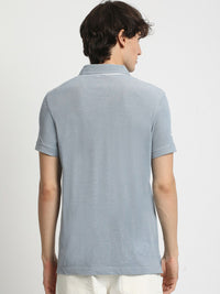 THE BEAR HOUSE Men Polo Collar Regular Fit Pure Cotton Solid T-shirt