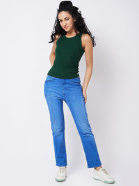 SPYKAR Self Design Round Neck Sleeveless Cotton T-shirt