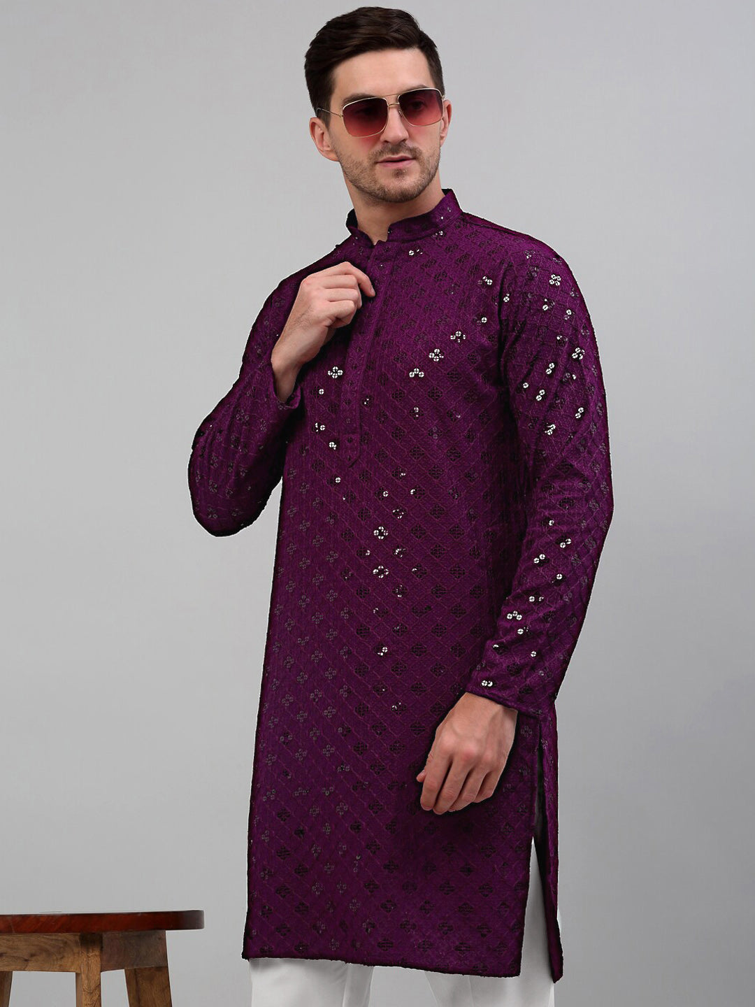 Jompers Sequined Embroidered Kurta with Pyjamas