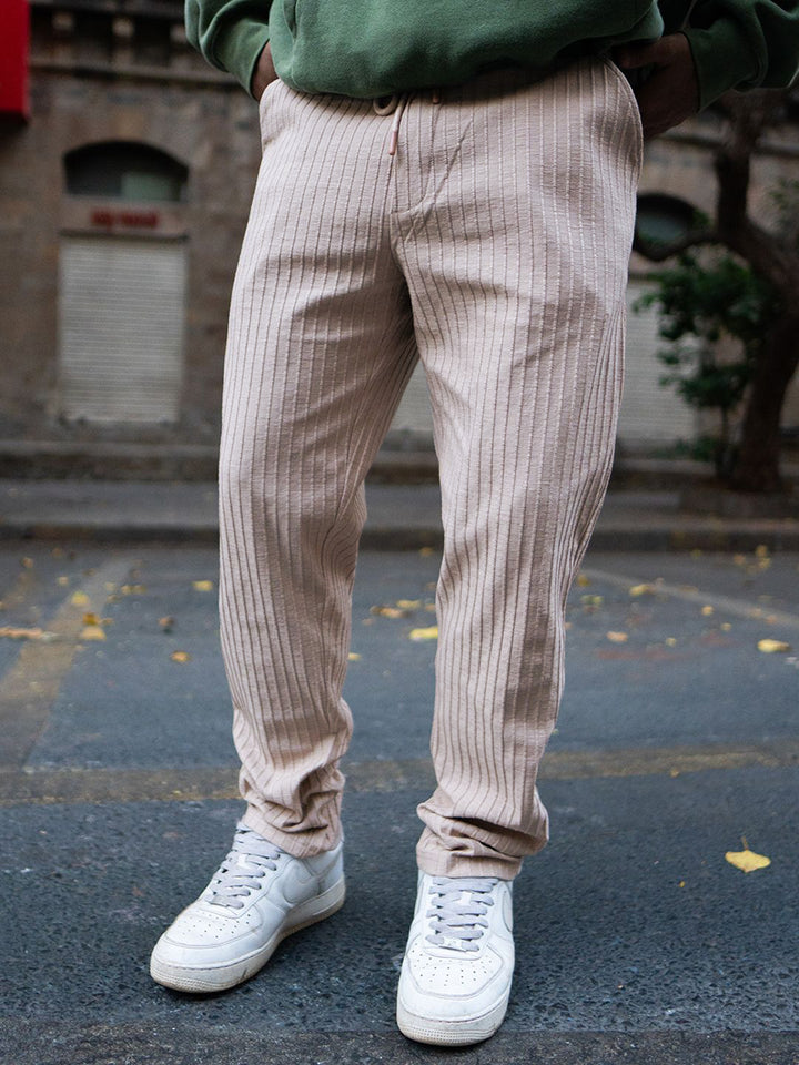 Powerlook Men Beige Regular Fit Crushed Drop Needle Track Pant