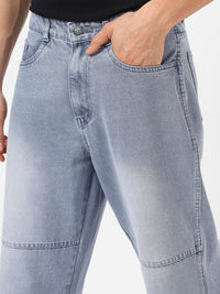 Urbano Fashion Baggy Fit Cut and Sew Panelled Jeans