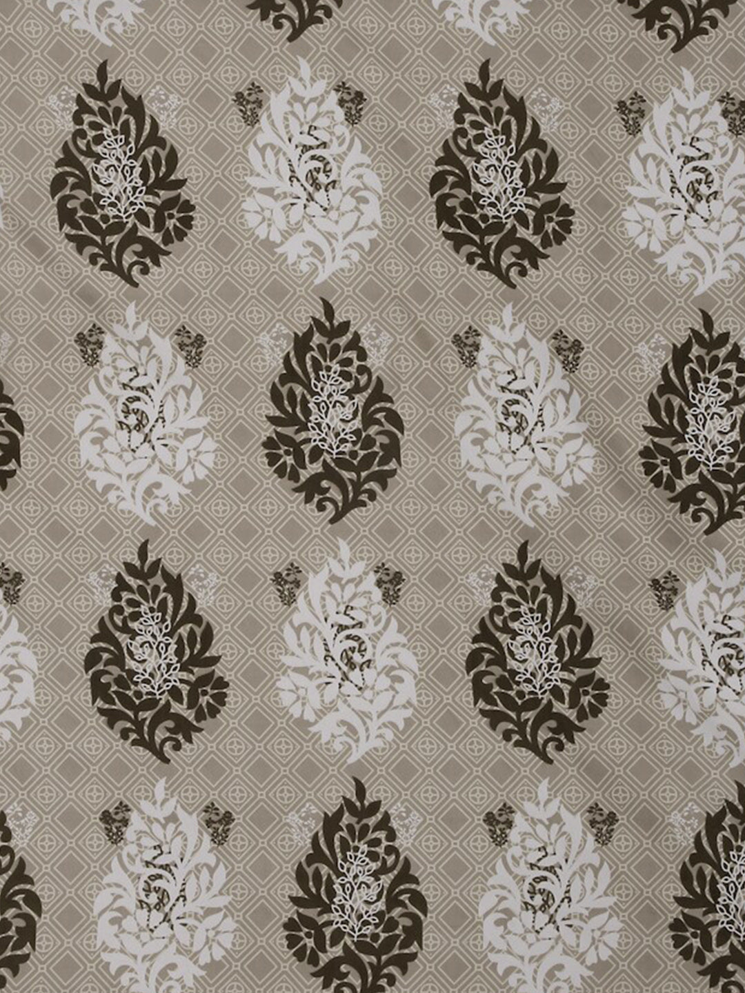 KLOTTHE Beige & Brown Floral Printed 300TC Double King Bedsheet With 2 Pillow Covers