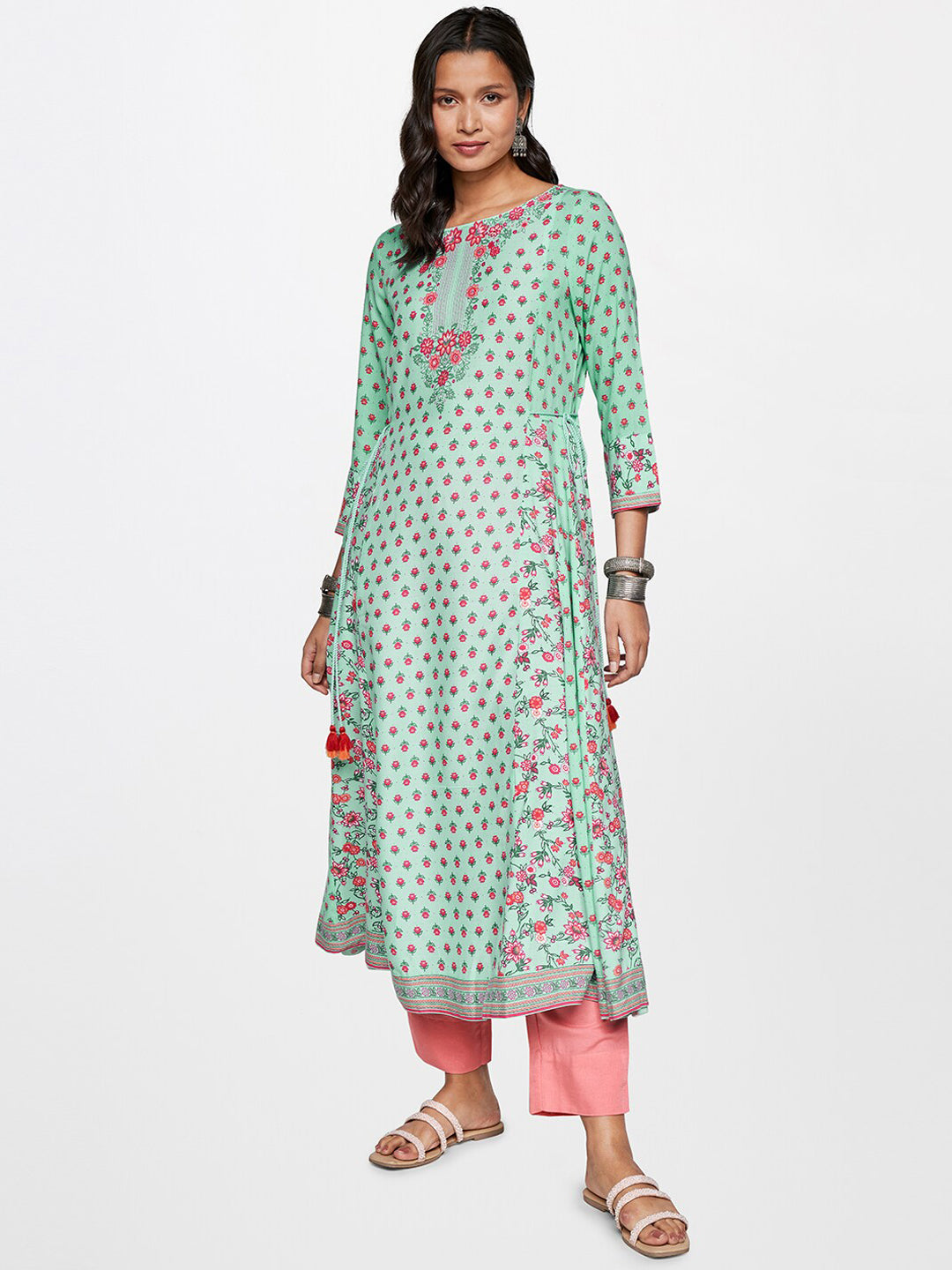 Global Desi Floral Printed Panelled Anarkali Kurta