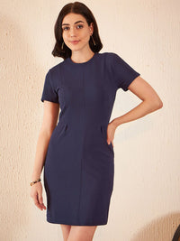 DENNISON Round Neck Sheath Mini Dress