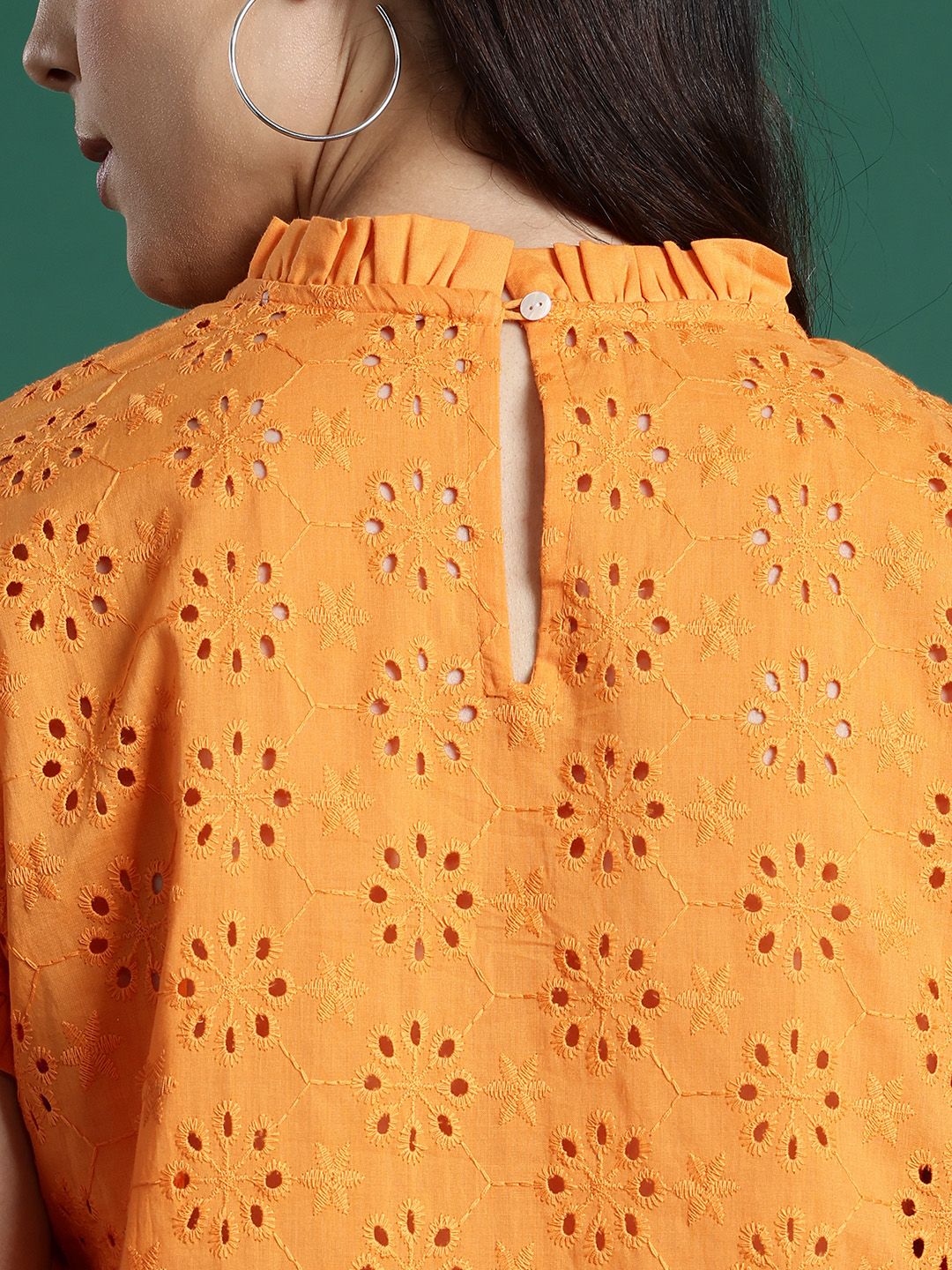 DressBerry Pure Cotton Extended Sleeves Schiffli Top