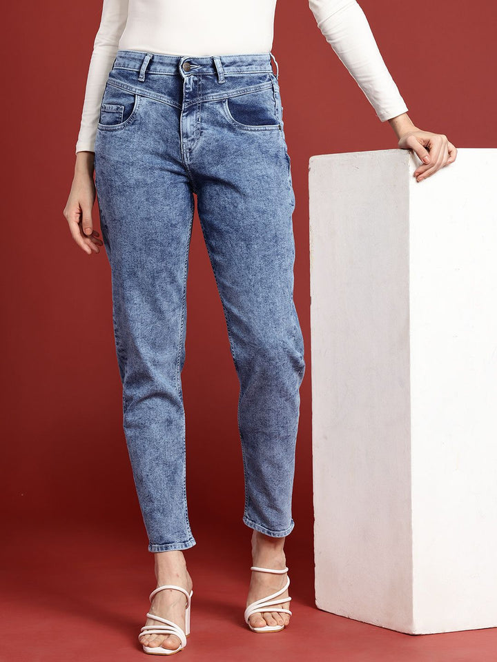 all about you Women Mom Fit Heavy Fade Stretchable Jeans