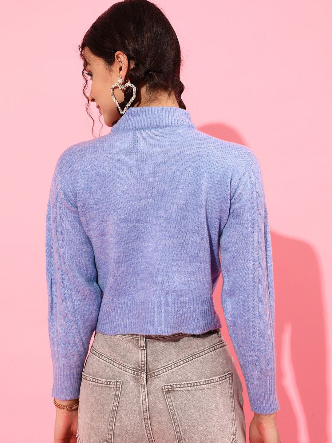 STREET 9 Women Purple Cable Knit Sweater