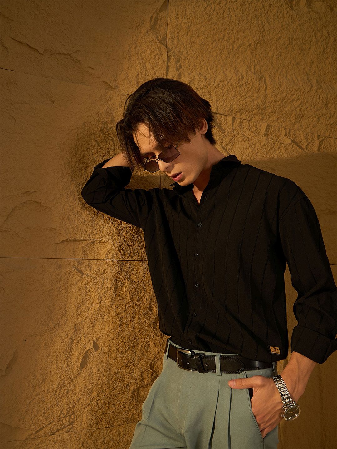 Dennison Drop Shoulder Oversized Pintuck Shirt