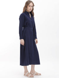 RAREISM Shirt Collar A-Line Midi Dress